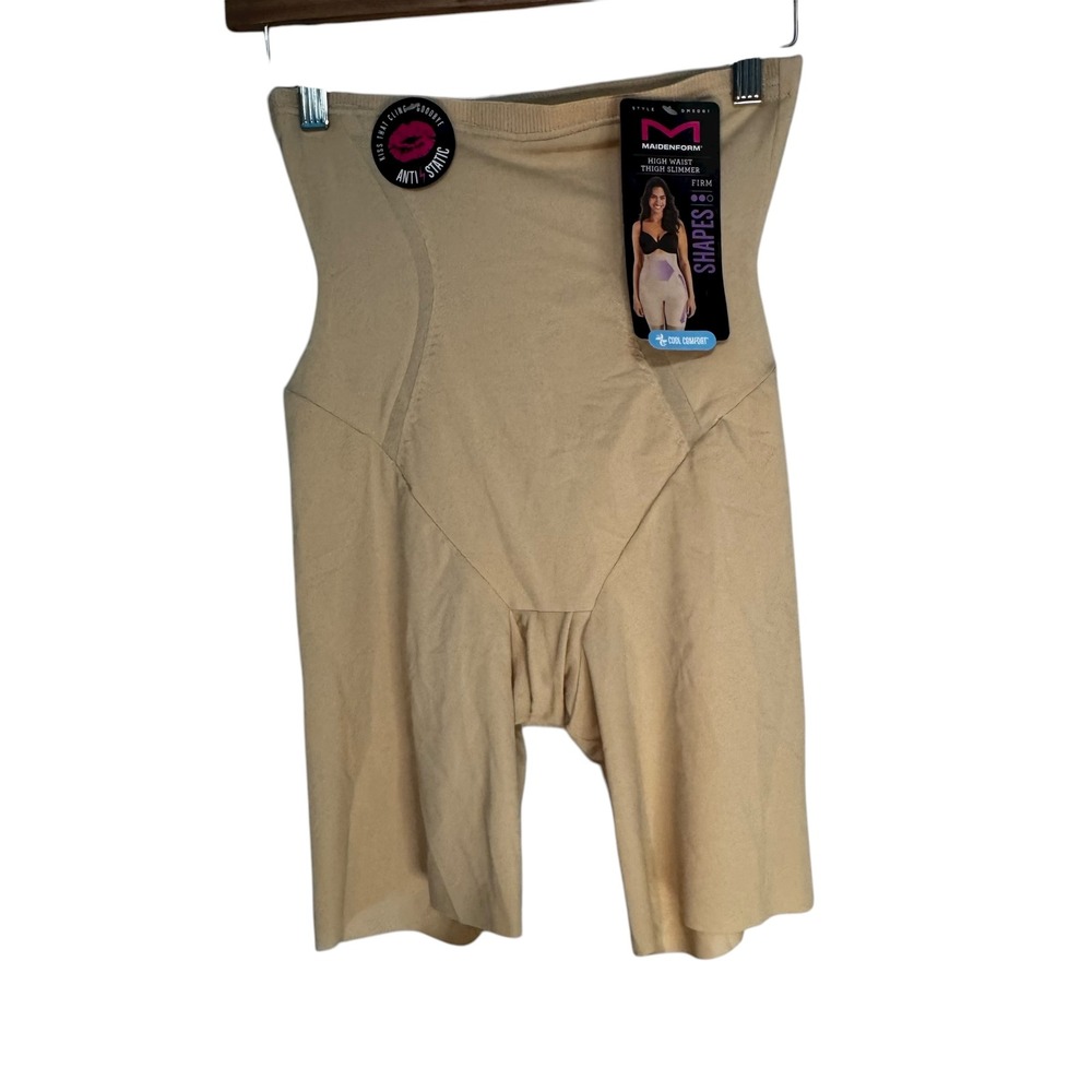 Maidenform High Waist Thigh Slimmer Shapewear Beige‎ Cool Comfort Firm Control M